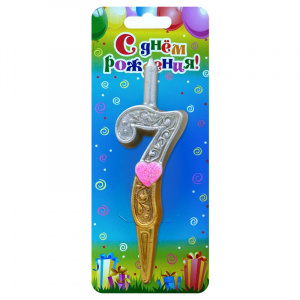 Свеча тортовая с сердечком 7 (арт.3053) (30)